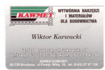 Kawmet - Wyt.,Narzędzi i Materiałów dla Budownictwa