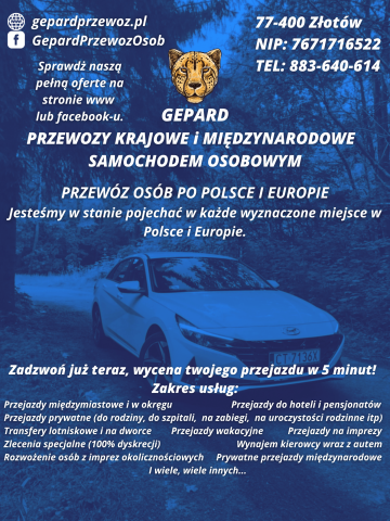 Gepard - Przewozy Krajowe i Międzynarodowe Samochodem Osobowym - Przewóz osób po Polsce i Europie