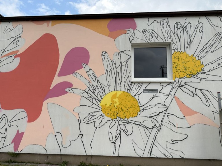 Kwiaty polskie ozdobą Wieruszewa. Powstaje sołecki mural