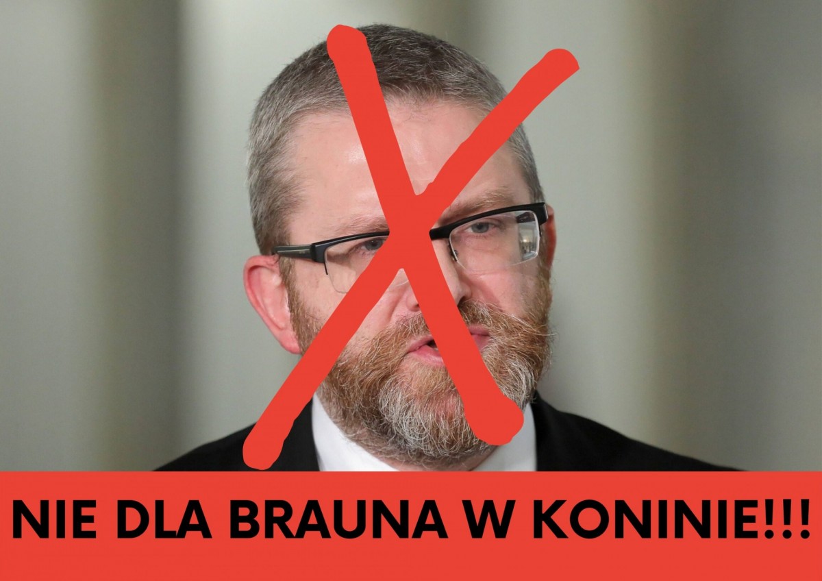 Społecznicy zablokowali otwarte spotkania z Grzegorzem Braunem w Koninie
